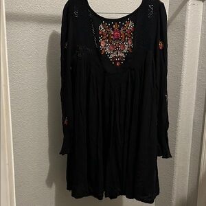 Free People Black Lace Detail shirt